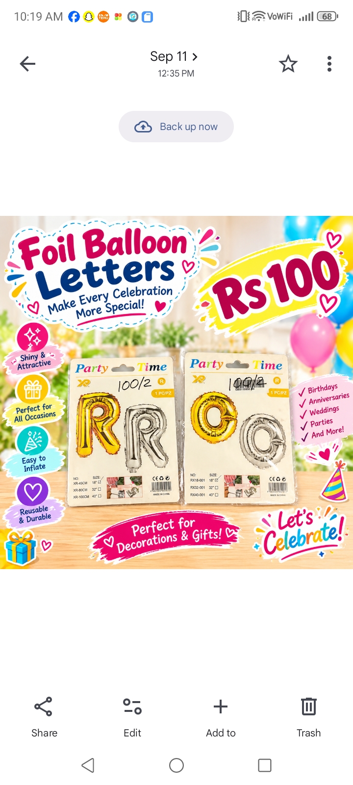 Foil BaBalloon Letter
